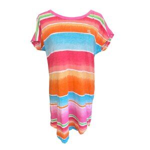 Lauren Ralph Lauren Multicolor Striped Cotton Short-Sleeve T-Shirt Dress M Money
